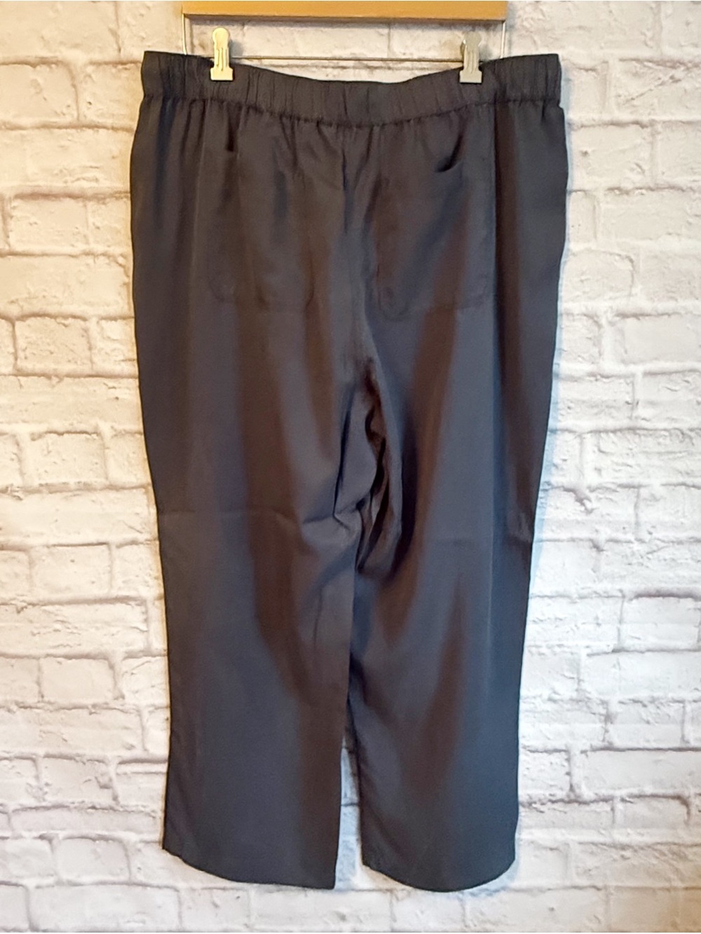 Workshop Charcoal Gray Wide Leg Tencel Drawstring Pants NWT - Picture 6 of 9